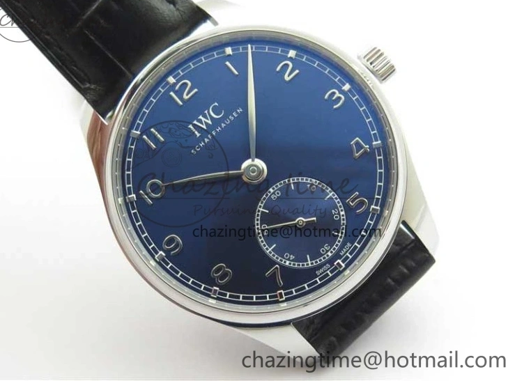 MIROTIME 0426 TimelessDesign Portuguese IW358304 ZF 1:1 Best Edition SS Blue Dial on Leather Strap A 7078